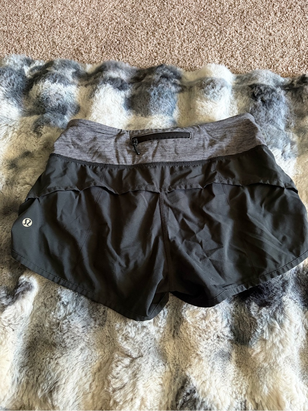 Lululemon Women’s Black Run/Training Shorts with Gray Waistband